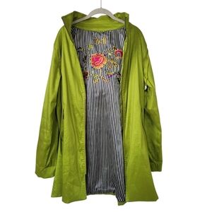 Mycra Pac One Grass Green Travel Jacket Hooded Artsy Statement Coat M/L